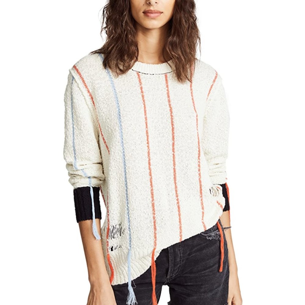 Raquel Allegra Crew Neck Sweater in Off White Sz S
